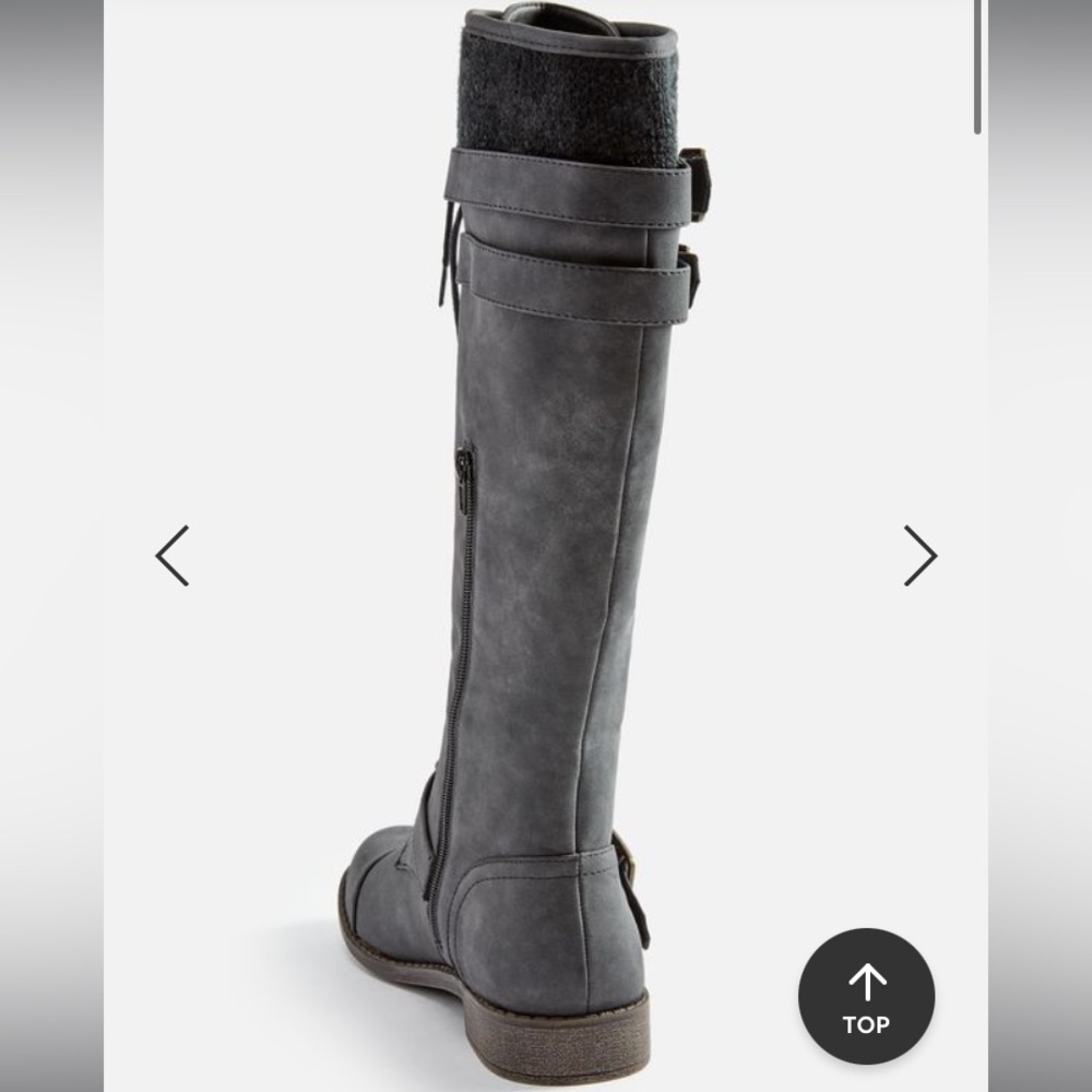 Just Fab Delphina Dark Grey Black Zip Up Round Toe Buckle Boots Size 9 - Picture 4 of 9